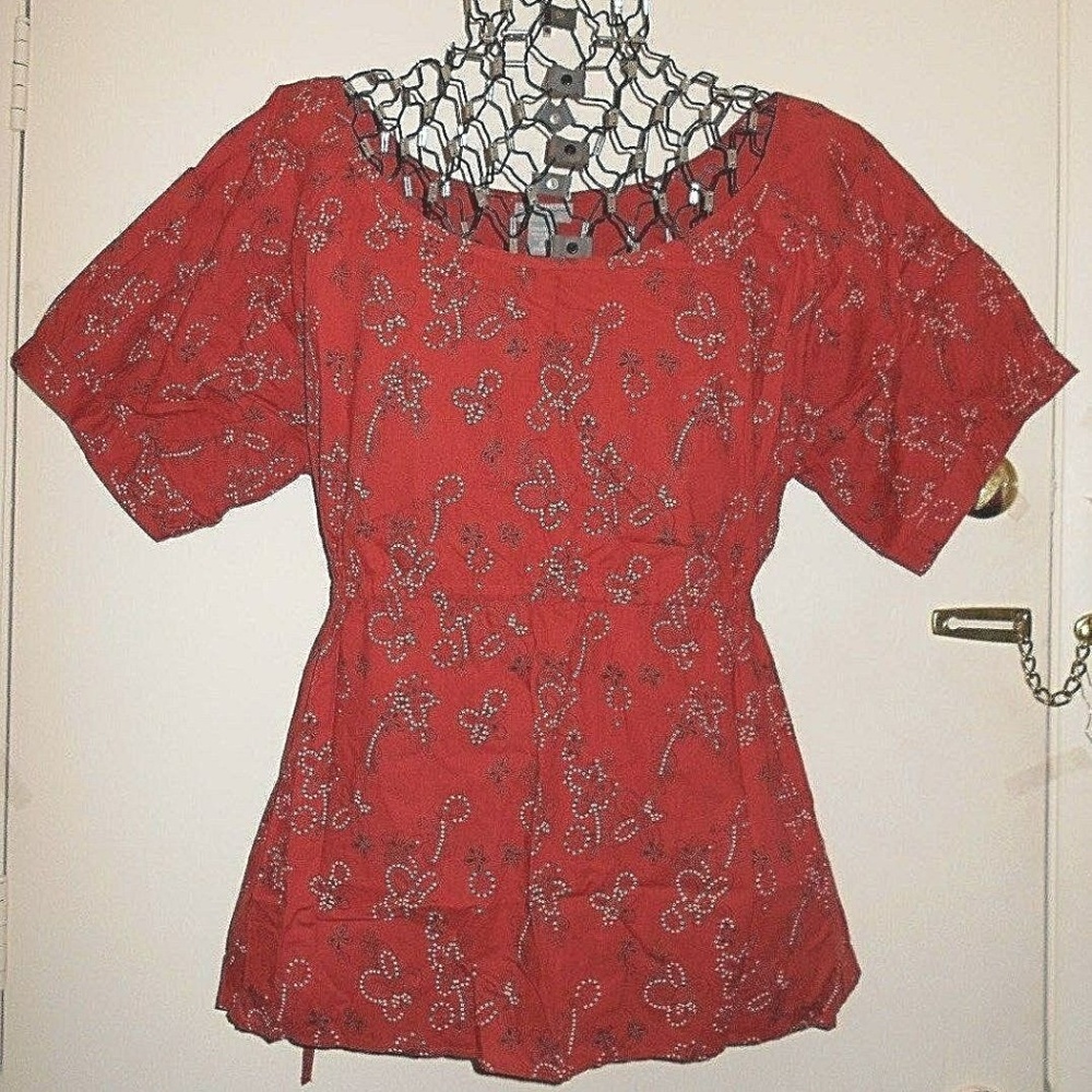 Floral Print Cotton Soft Comfy Tie Back Cute Fun Shirt Blouse Top